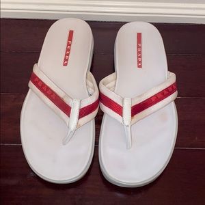 Men’s used Prada logo sandals size 10
